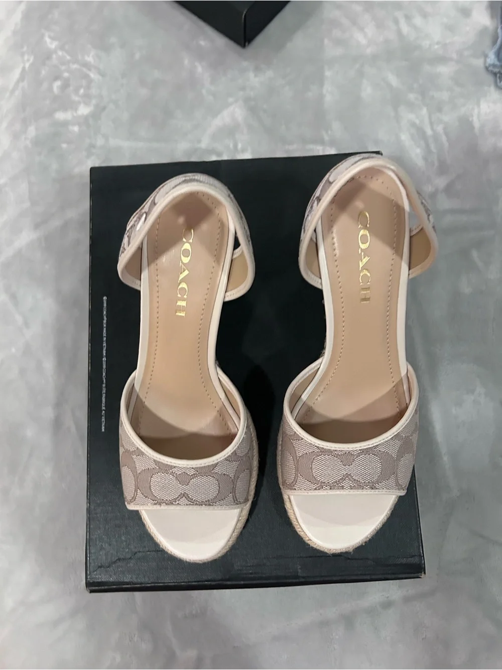 Coach Page Jacquard Wedges in Stone/Chalk
